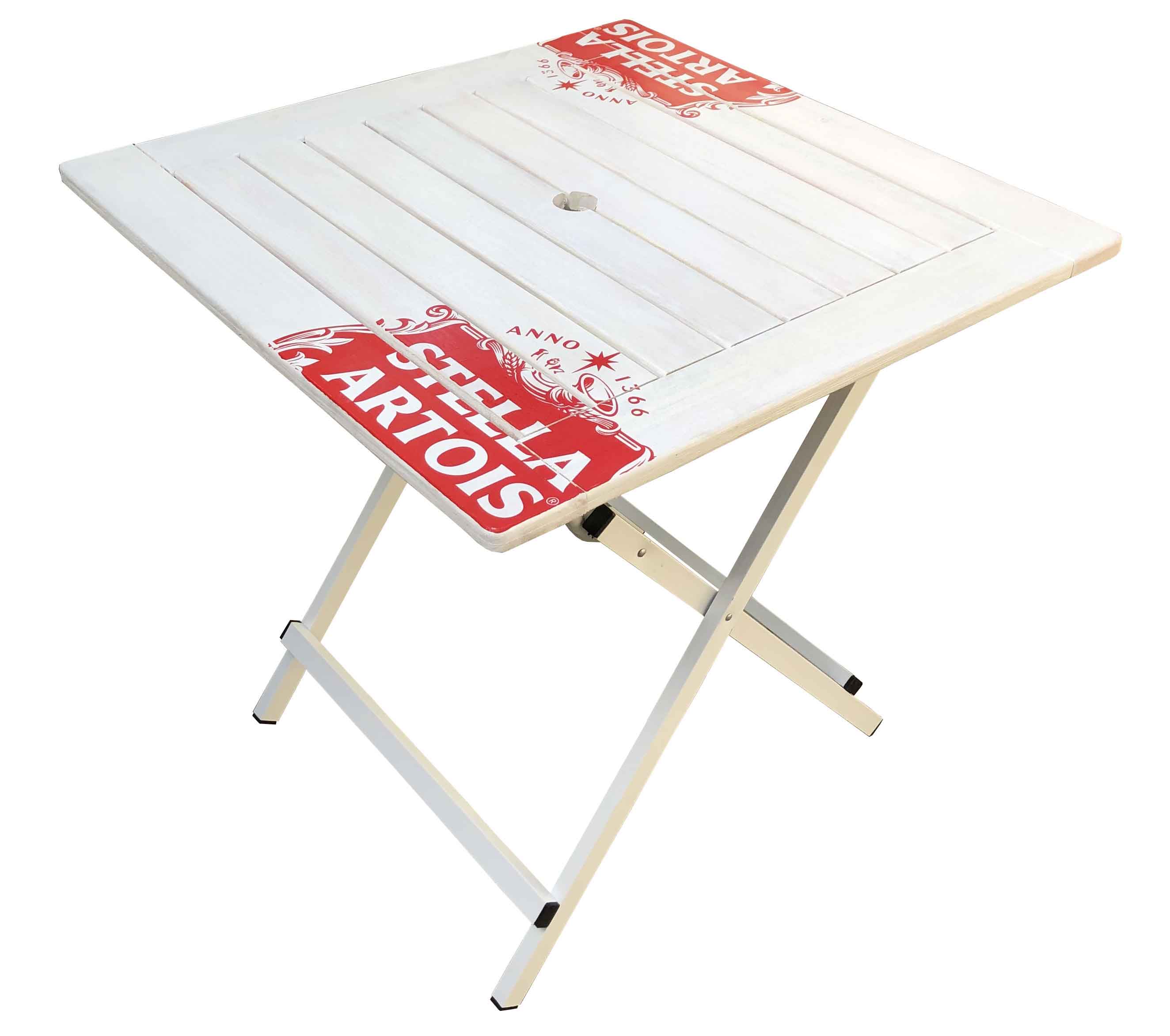 Mesa Plegable Metal Madera Blanca