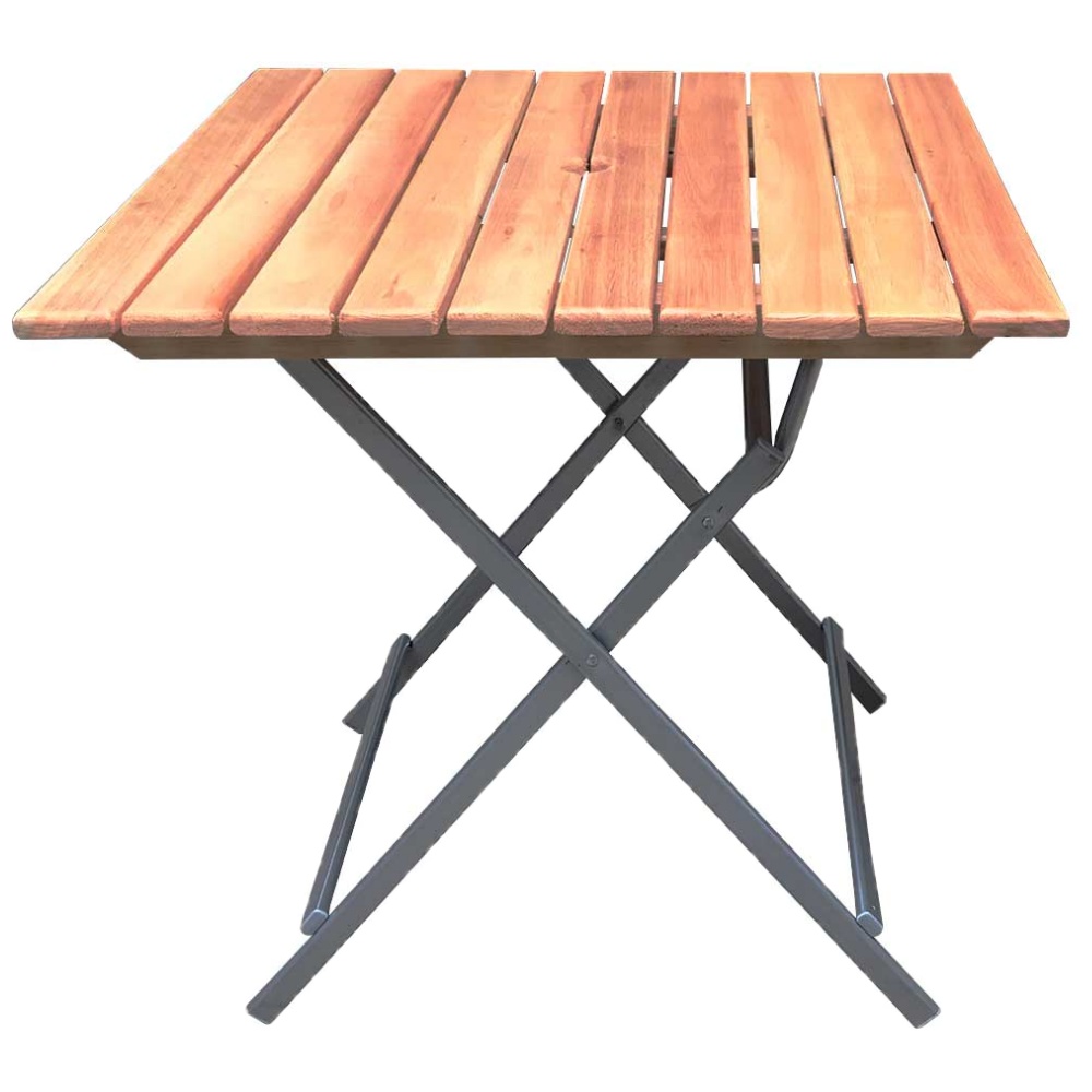 Mesa Metal Madera Alistonada Plegable Abre Fácil