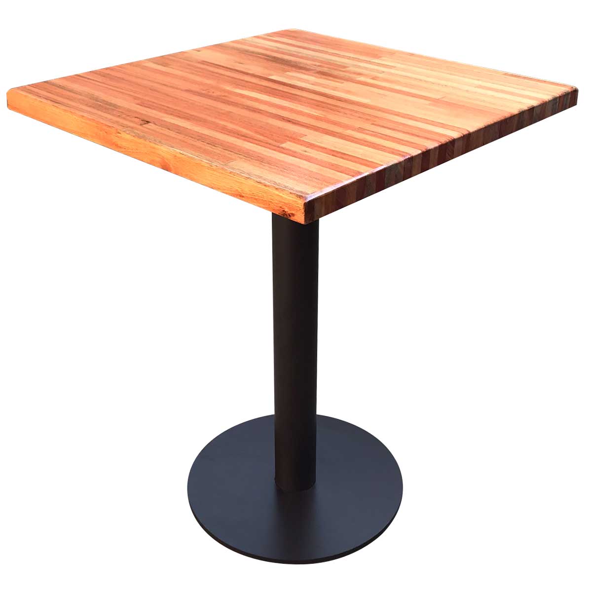 Mesa Con Pata Central de Hierro y Madera de Eucalipto